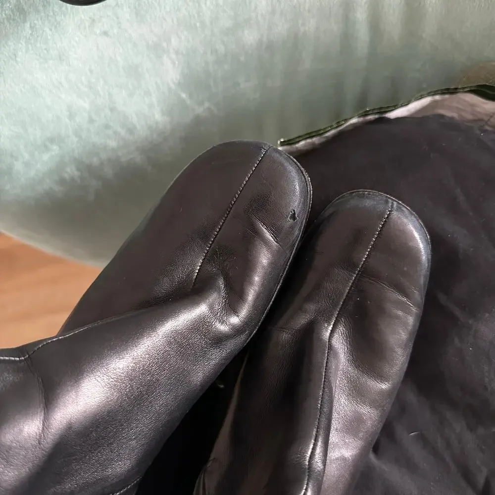Robert Clergerie Paris Block Heel Zip Ankle Leather Boots Black Size 7